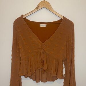 Altar'd State Rust Textured Cropped Blouse
